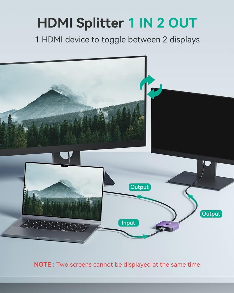 GANA HDMI 2.1 Switch, 8K HDMI Switcher Splitter Bi-Directional 2 in 1 Out, 4K@120Hz,8K@60Hz, 48Gbps Aluminum Ultra HD HDMI Hub Compatible with PS5/4,Xbox,Roku,Apple TV,Fire Stick - Image 3